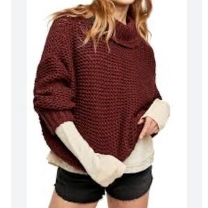 Free People My Only Sunshine Mock Neck Chunky Sweater